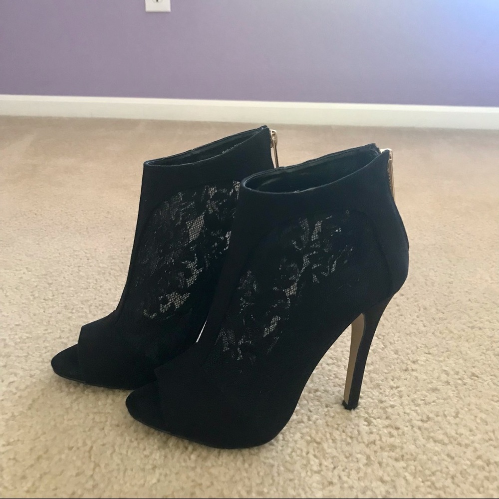 Aldo stiletto peep toe black heels.